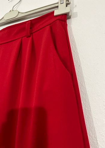 Kırmızı Kadın Kumaş Pantolon - Görsel 3