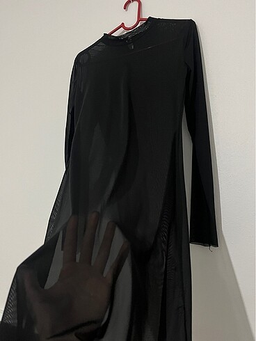 SIYAH TRANSPARAN ELBISE - Görsel 8