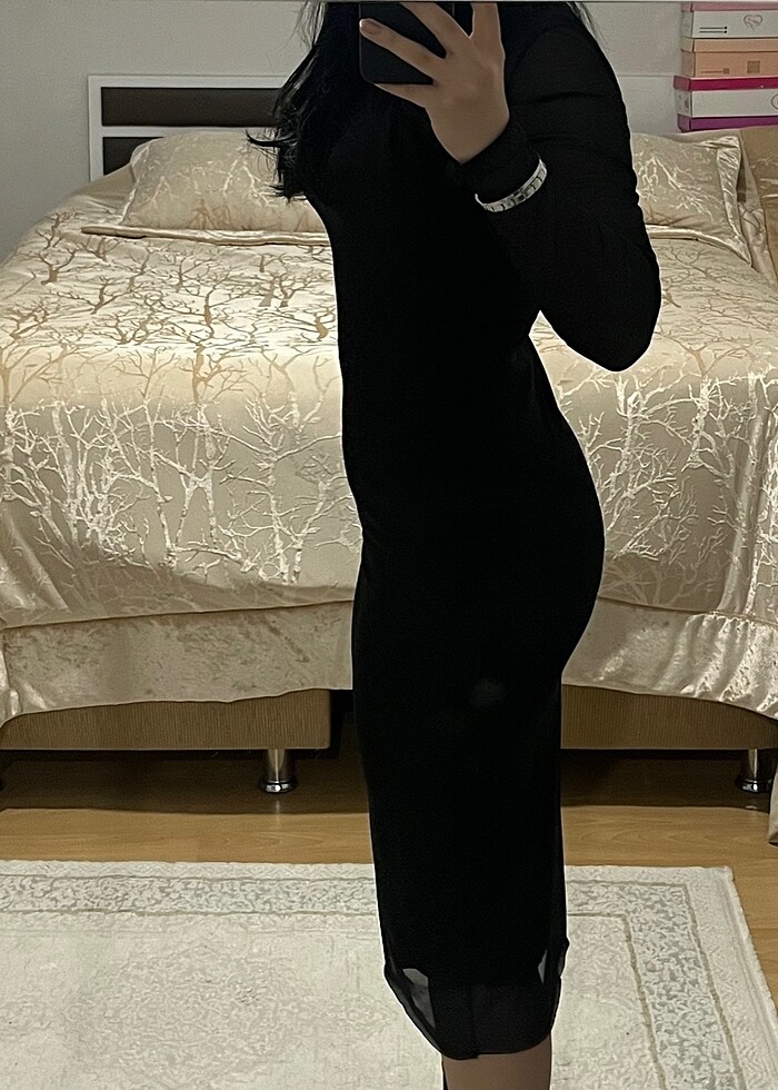 SIYAH TRANSPARAN ELBISE - Görsel 4