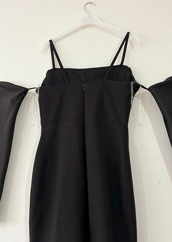 Uzun Siyah Straplez Elbise - Görsel 5
