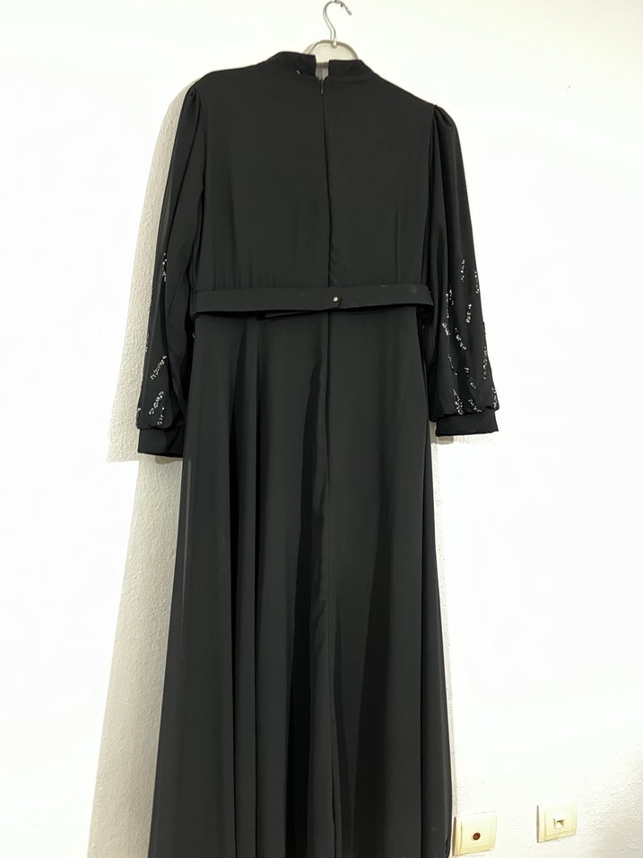 Boncuk İşlemeli Siyah Abiye - Görsel 5