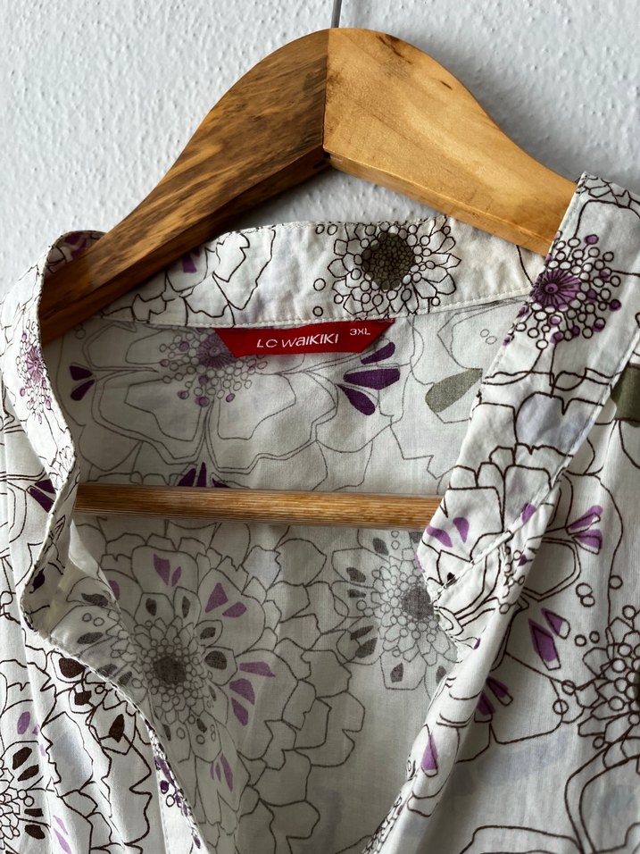 Bohem Desenli Düğmeli Kısa Kollu Gömlek - Görsel 3