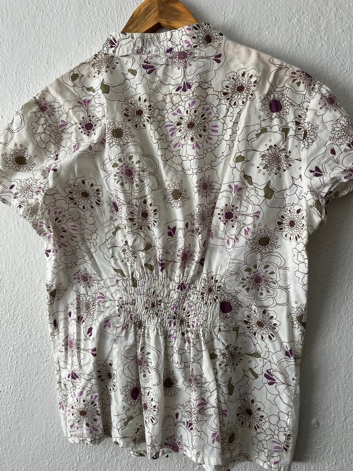 Bohem Desenli Düğmeli Kısa Kollu Gömlek - Görsel 2