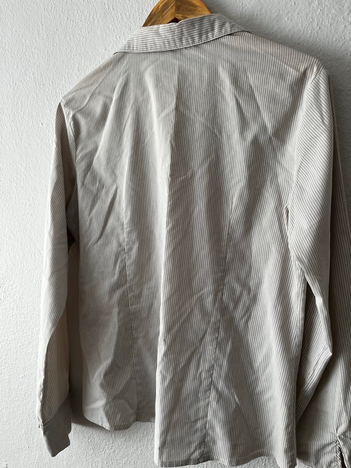 Düğmeli Beyaz Kadın Keten Gömlek - Görsel 2