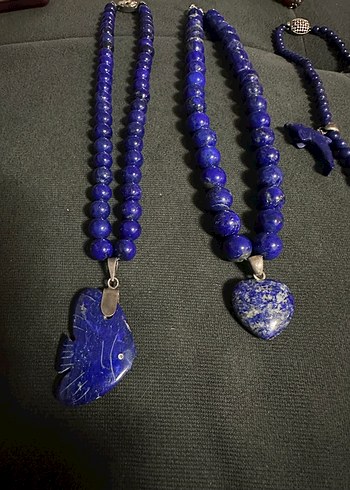 Tasarımcı Lapis taşı gümüş detaylar tasarım kolye