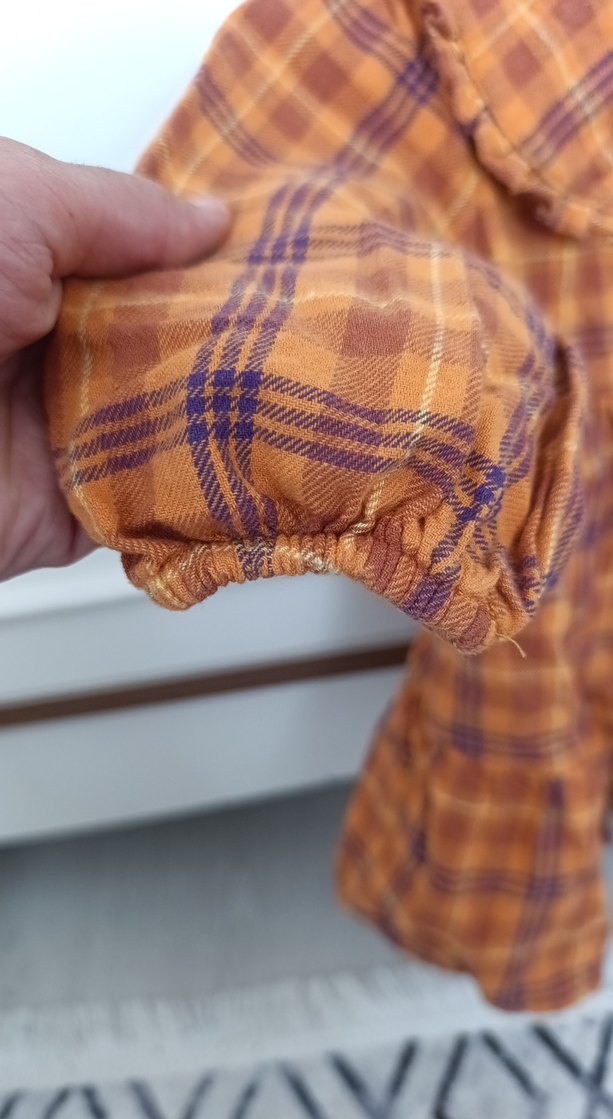 Kız Çocuk Düğmeli Uzun Kollu Kahverengi Elbise ekose desenli - Görsel 4