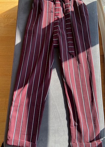 m Beden bordo Renk Pull & Bear Çizgili Pantolon