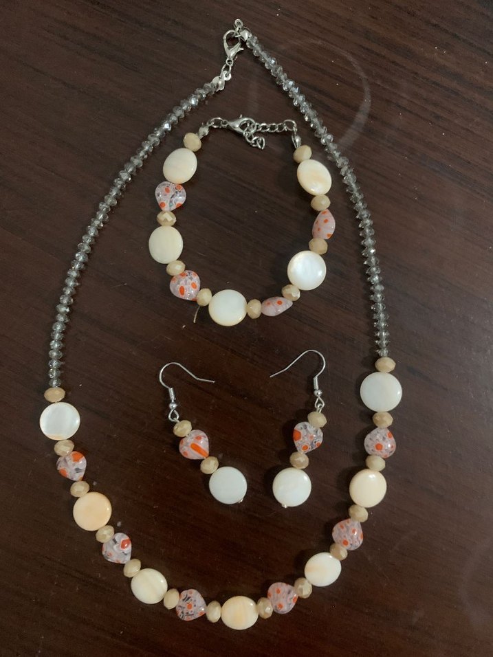 Bej Mini Boncuklu Bohem Kolye Takımı - Görsel 2