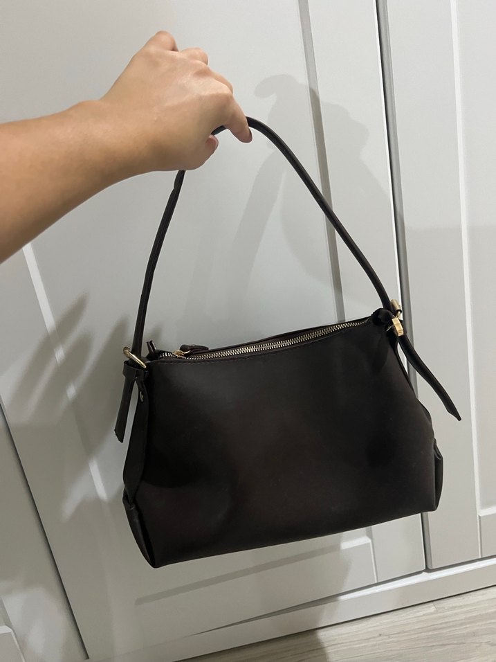 Kahverengi Deri Kadın Omuz Çantası - Görsel 2