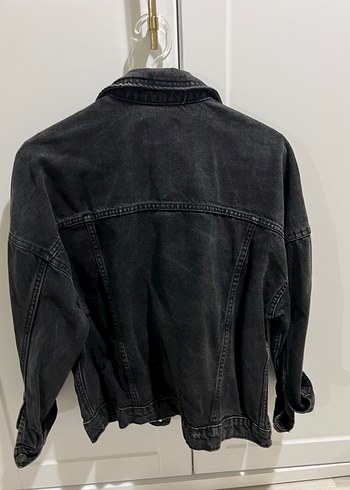 Düğmeli Siyah Oversize Denim Ceket - Görsel 2