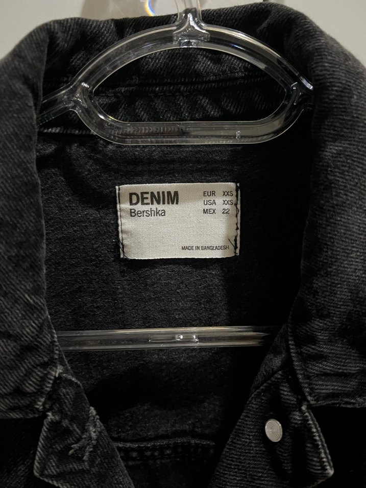 Düğmeli Siyah Oversize Denim Ceket - Görsel 3