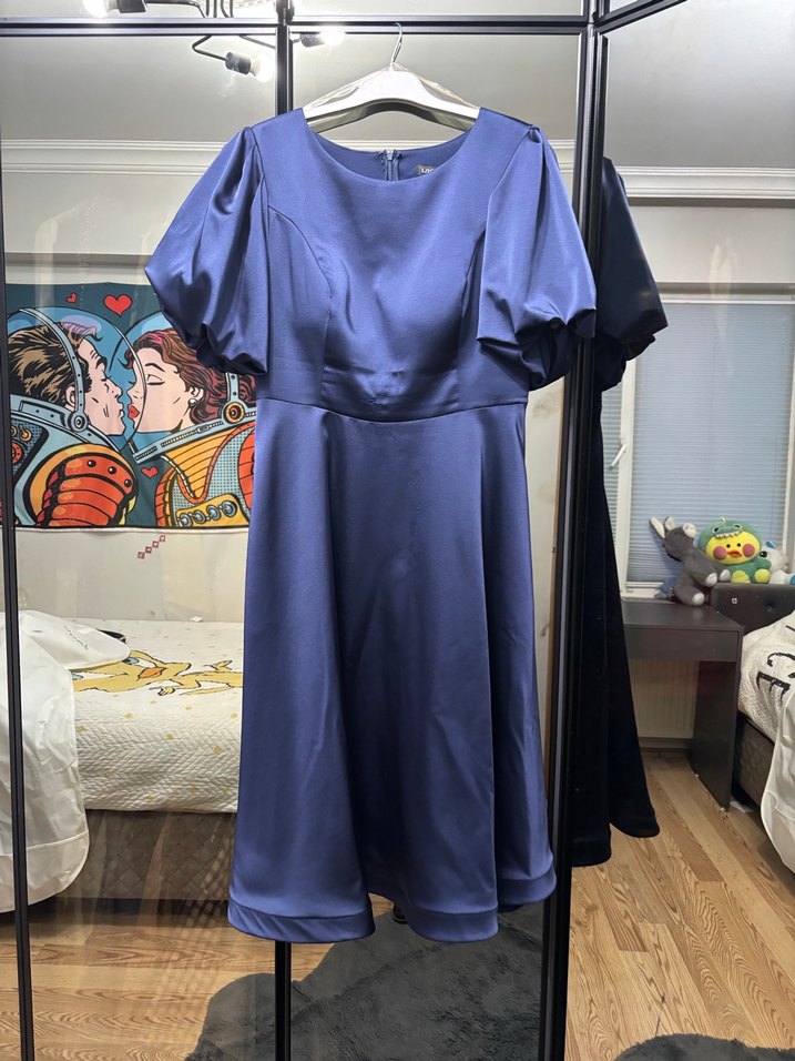 Kemer Detaylı Lacivert Midi Kadın Elbise - Görsel 3