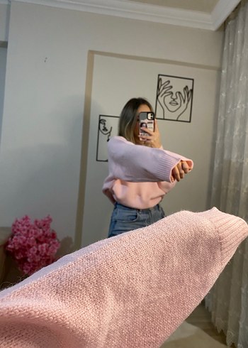 Diğer Pembe Oversize Triko Kazak