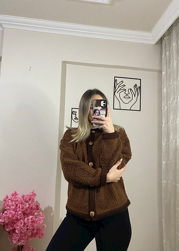 m Beden kahverengi Renk Kahverengi Peluş Kadın Ceket