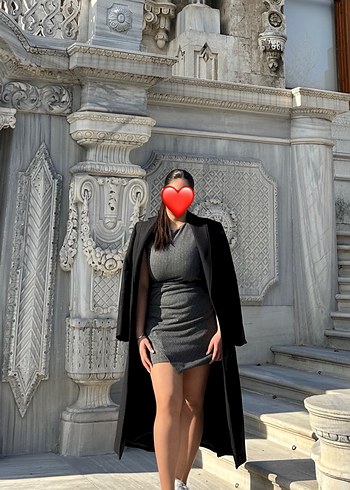 Gri Drapeli mini kadın elbise