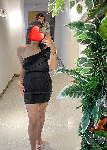 Siyah Mini tek omuz Parlak Kadın Elbise - Görsel 2