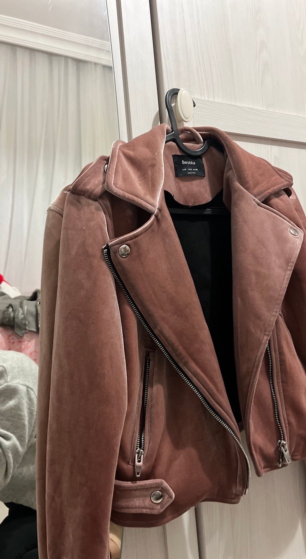 Parisian Tarzı Gül Kurusu Süet Kadın Deri Ceket - Görsel 4