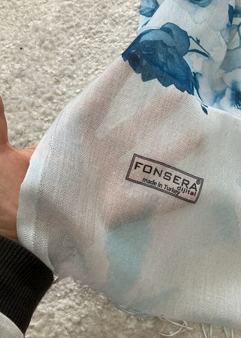 Mavi Çiçek Kadın Şal - Görsel 3