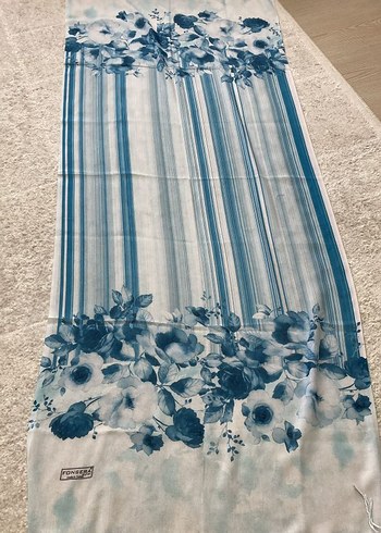 Mavi Çiçek Kadın Şal - Görsel 2