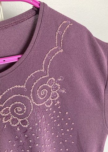 Mor Bisiklet Yaka Uzun Kollu Triko Bluz - Görsel 3