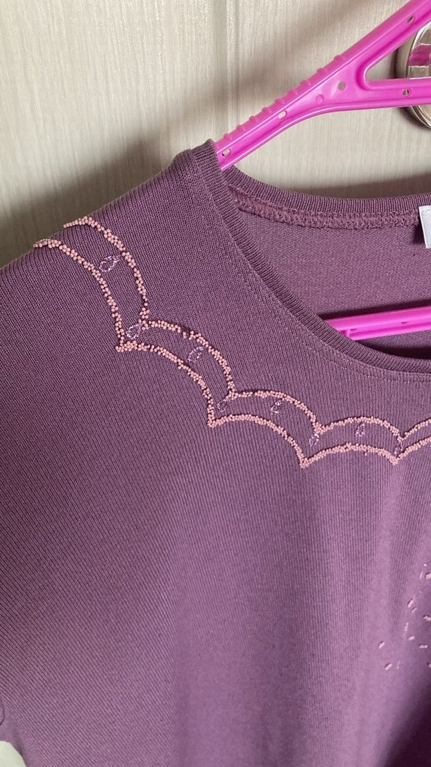 Mor Bisiklet Yaka Uzun Kollu Triko Bluz - Görsel 4