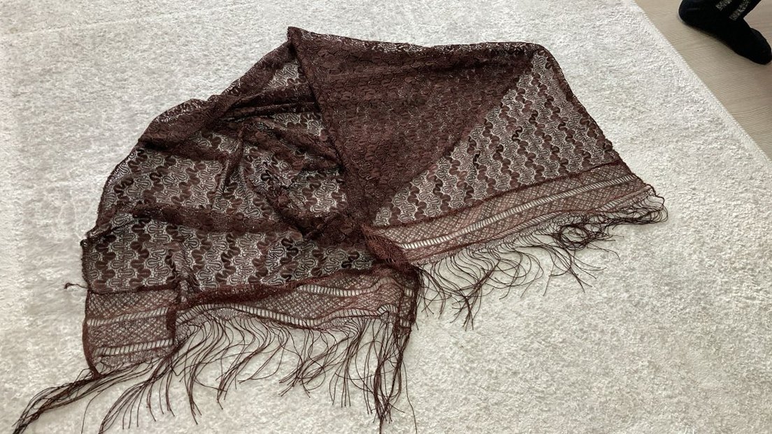 Kahverengi Dantel Bohem Kadın Şalı - Görsel 3