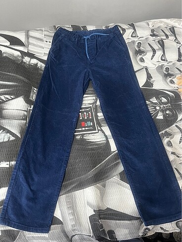 Lacivert kadife beli lastikli pantolon