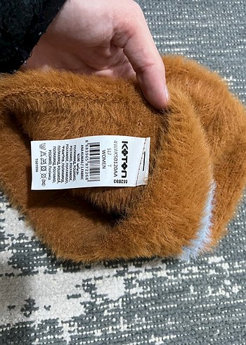 Turuncu Kürklü Örgü Kadın Bere - Görsel 2