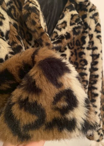 s Beden kahverengi Renk Leopar Desenli Kahverengi Suni Kürk Ceket