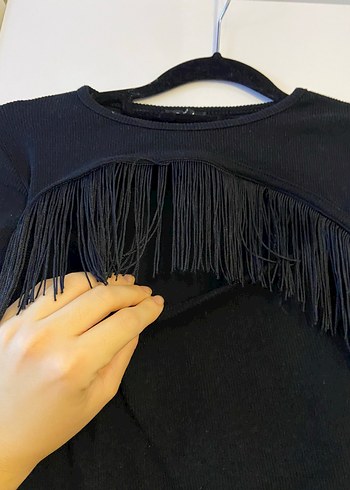 Zara Siyah Püsküllü Uzun Kollu body