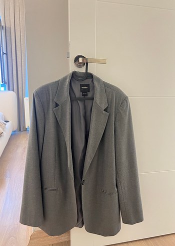 Pull and Bear Gri Düğmeli Kadın Blazer Ceket