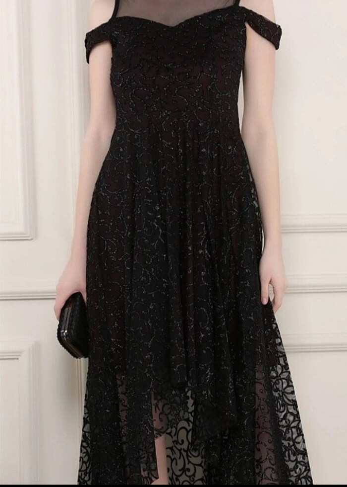 Siyah Mezuniyet Nişan Düğün Elbise/Abiye - Görsel 3