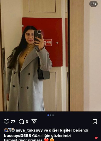 Gri Midi Kadın Düğmeli Kaban