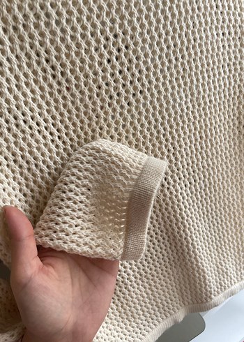 Örgü Beyaz Bohem Kadın Kazak - Görsel 2