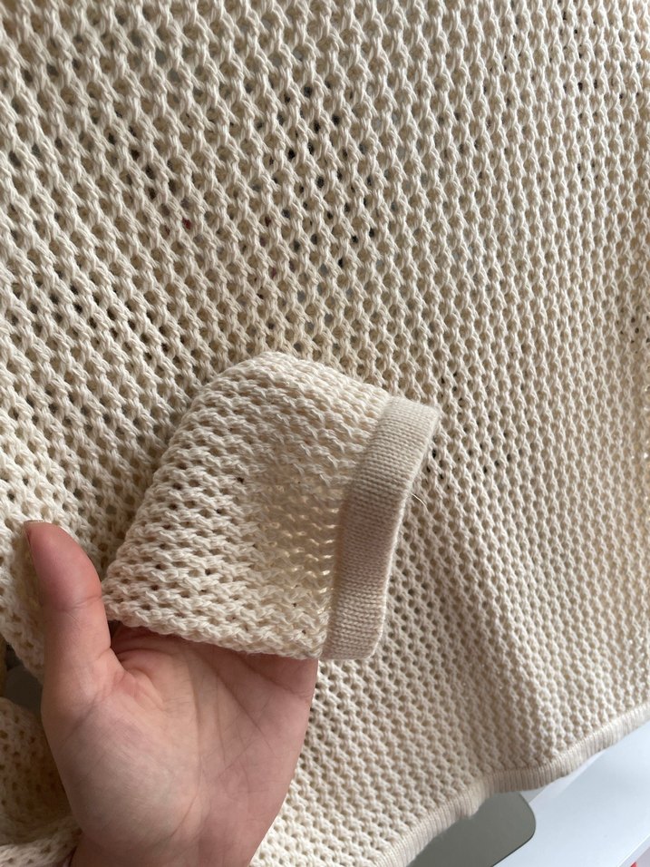 Örgü Beyaz Bohem Kadın Kazak - Görsel 2