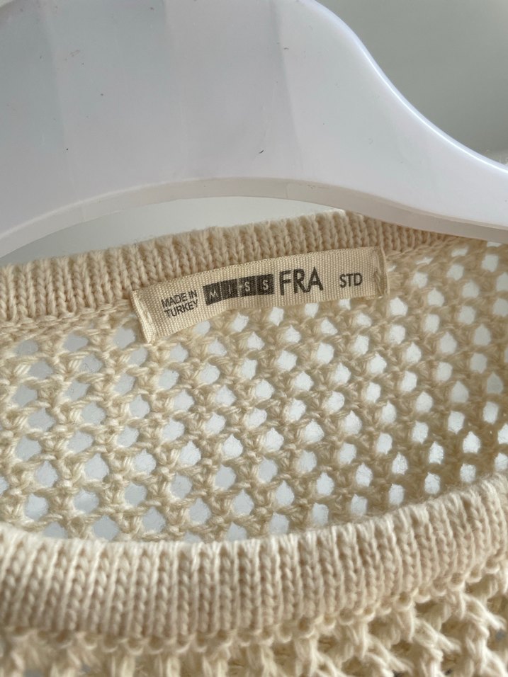 Örgü Beyaz Bohem Kadın Kazak - Görsel 3