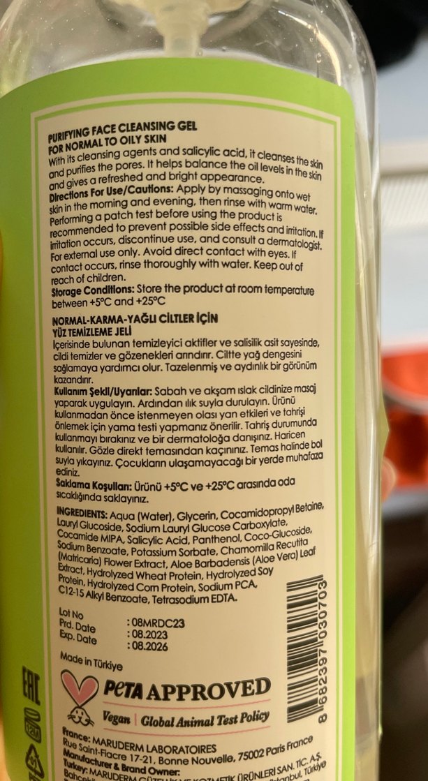 Maruderm Arındırıcı Yüz Temizleme Jeli 400 ml - Görsel 3