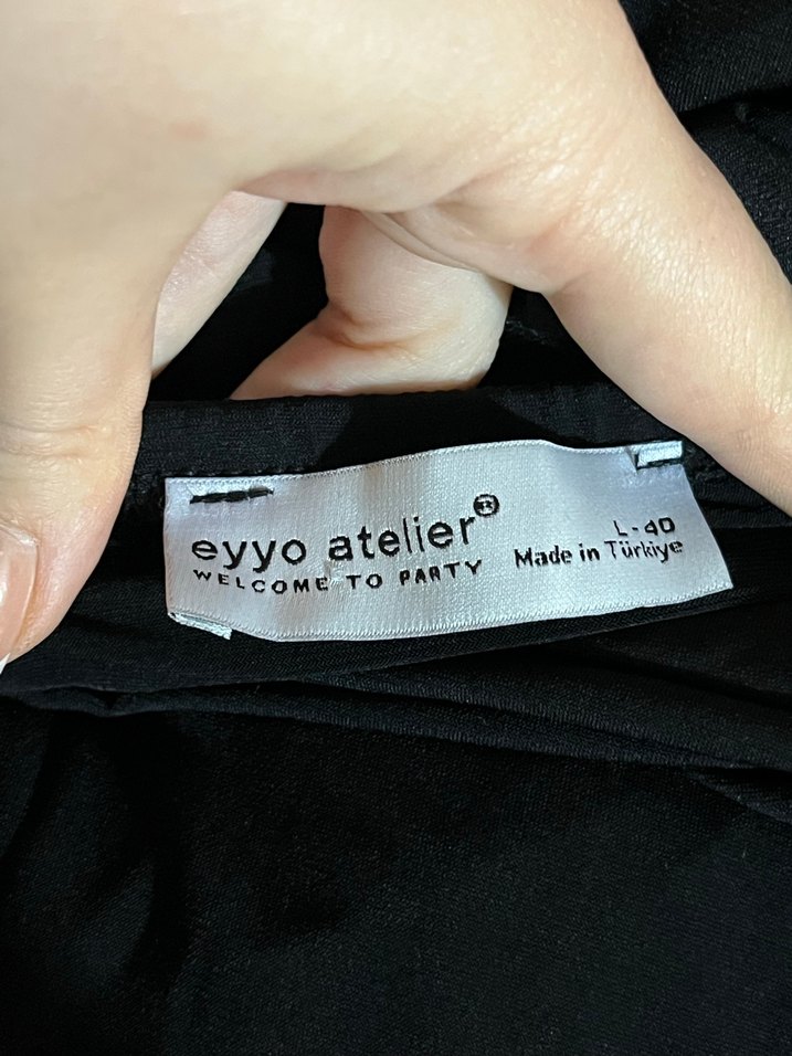 Siyah Straplez Uzun Drapeli Elbise - Görsel 4