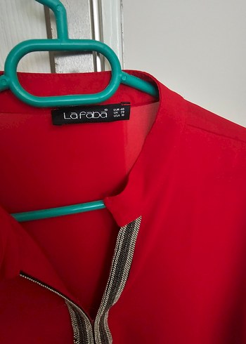 Uzun Kollu Kırmızı  Kadın Bluz - Görsel 6