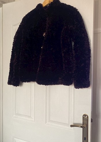 Mürdüm rengi el örgüsü Midi Kadın ceket - Görsel 3