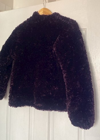 Mürdüm rengi el örgüsü Midi Kadın ceket - Görsel 2