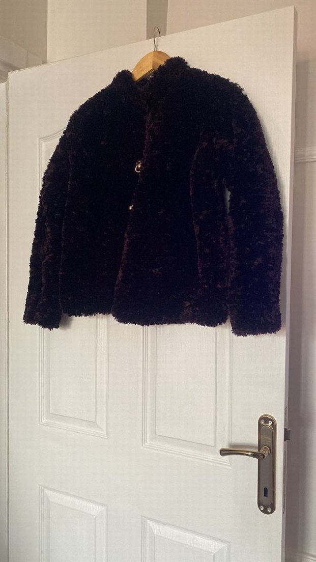 Mürdüm rengi el örgüsü Midi Kadın ceket - Görsel 3