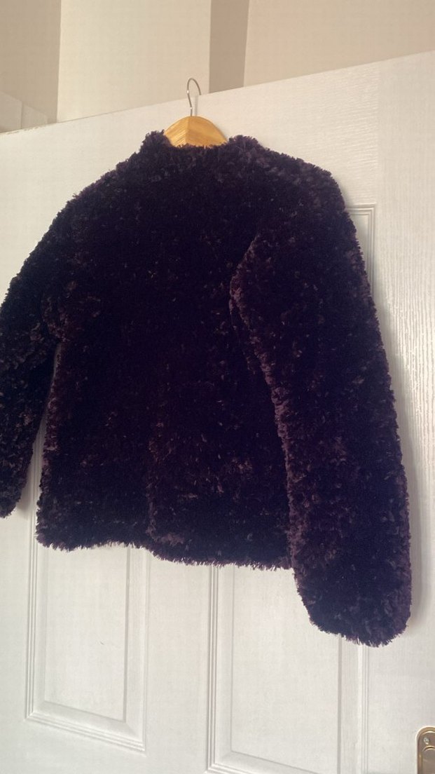 Mürdüm rengi el örgüsü Midi Kadın ceket - Görsel 2