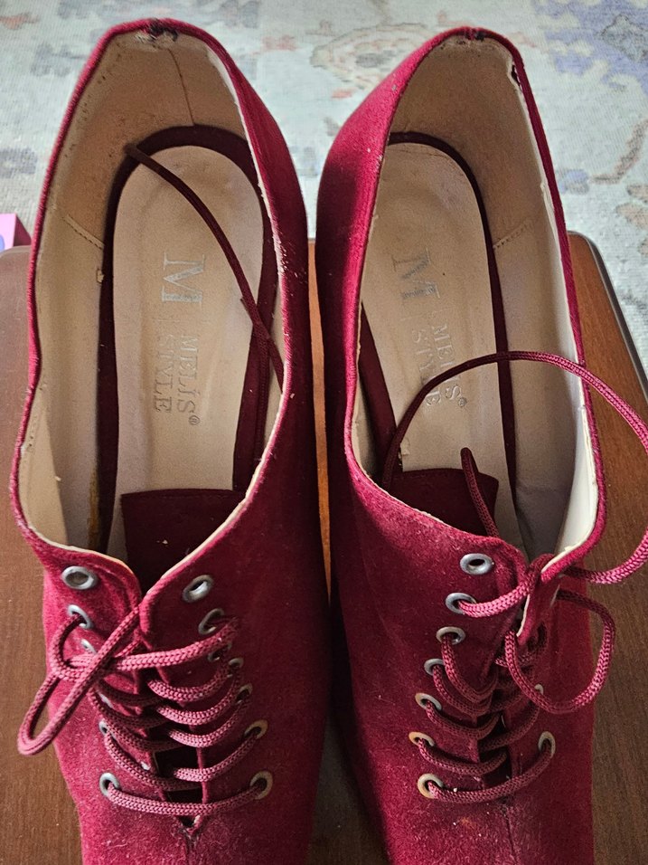 Bordo Süet Yüksek Topuklu Kadın Stiletto - Görsel 3