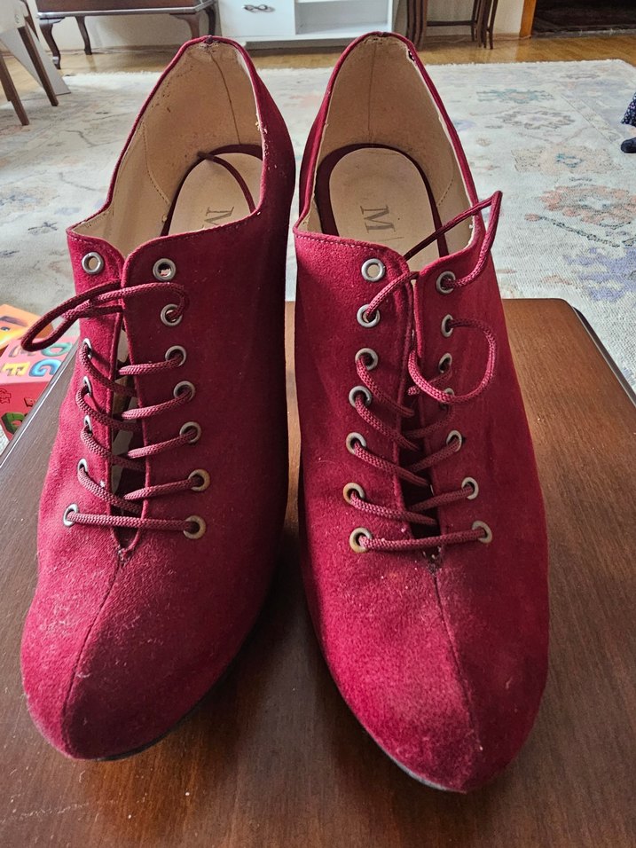 Bordo Süet Yüksek Topuklu Kadın Stiletto - Görsel 2