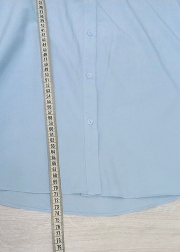 Mavi Keten Düğmeli Kadın Gömlek - Görsel 6