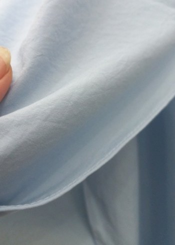 Mavi Keten Düğmeli Kadın Gömlek - Görsel 8