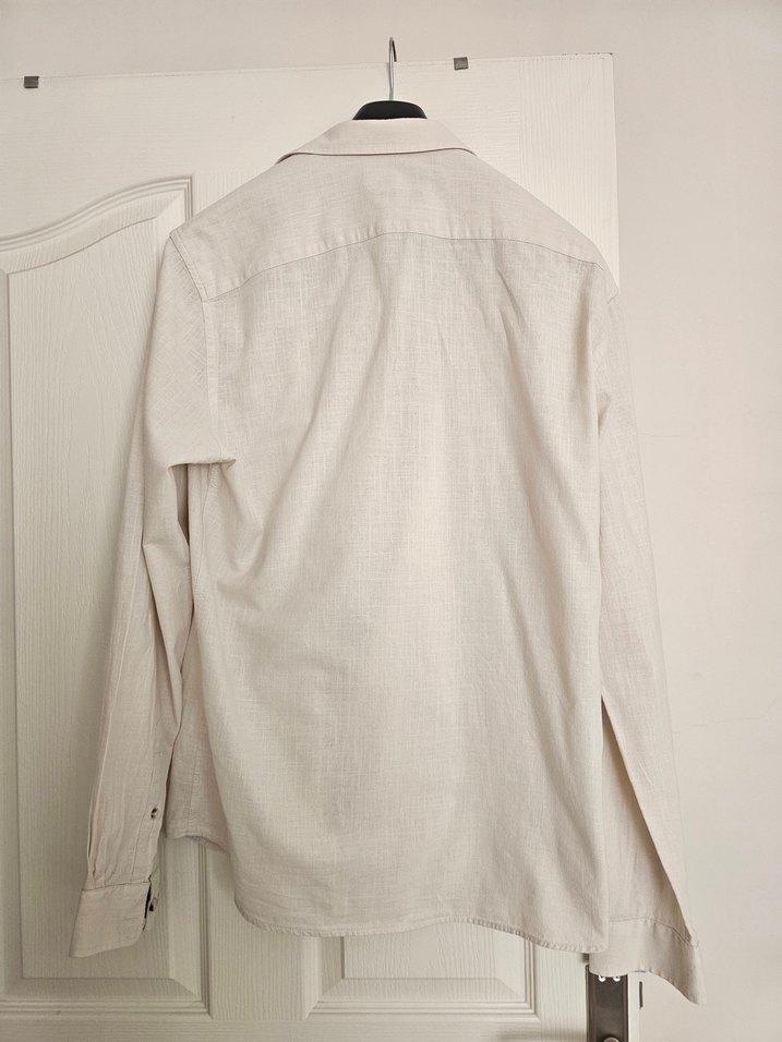 KOTON Bej Erkek Keten Uzun Kollu Gömlek - Görsel 2