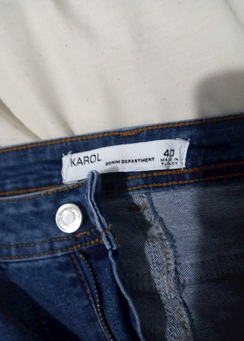 Kadın Lacivert Düğmeli Jean Pantolon - Görsel 2