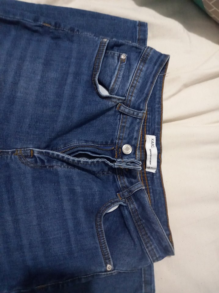 Kadın Lacivert Düğmeli Jean Pantolon - Görsel 3